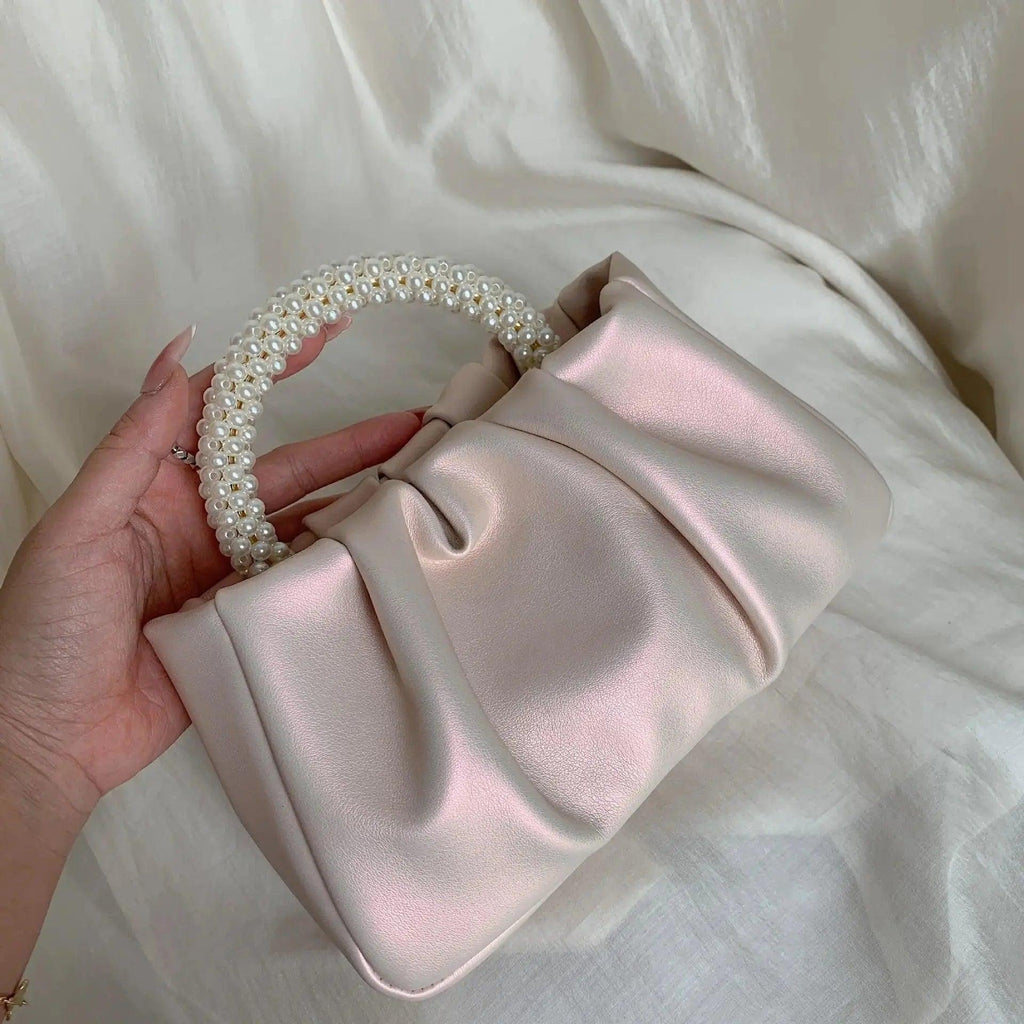 Mariam's Collection Mariam's Collection MAC062 Soft Leather Pearl Clutch Evening Bags — construction detail