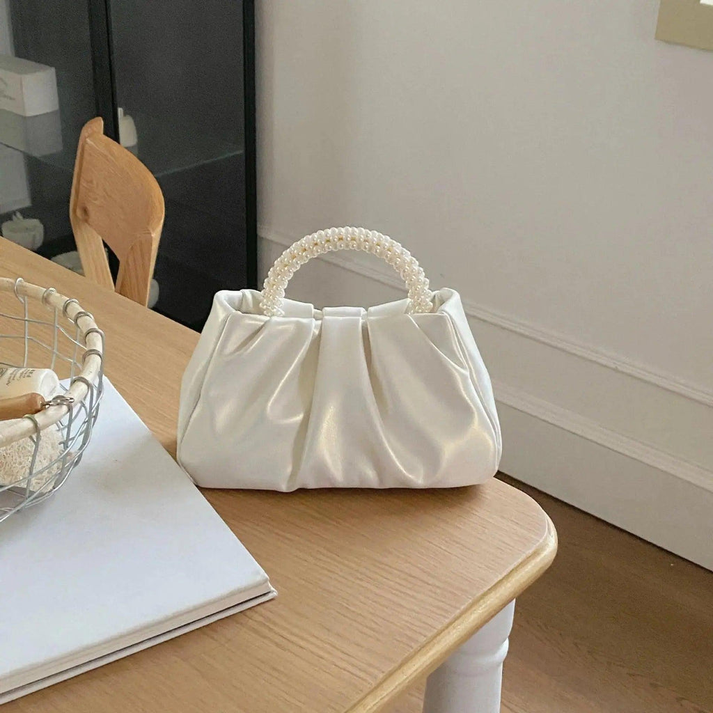 Mariam's Collection Mariam's Collection MAC062 Soft Leather Pearl Clutch Evening Bags — main product shot