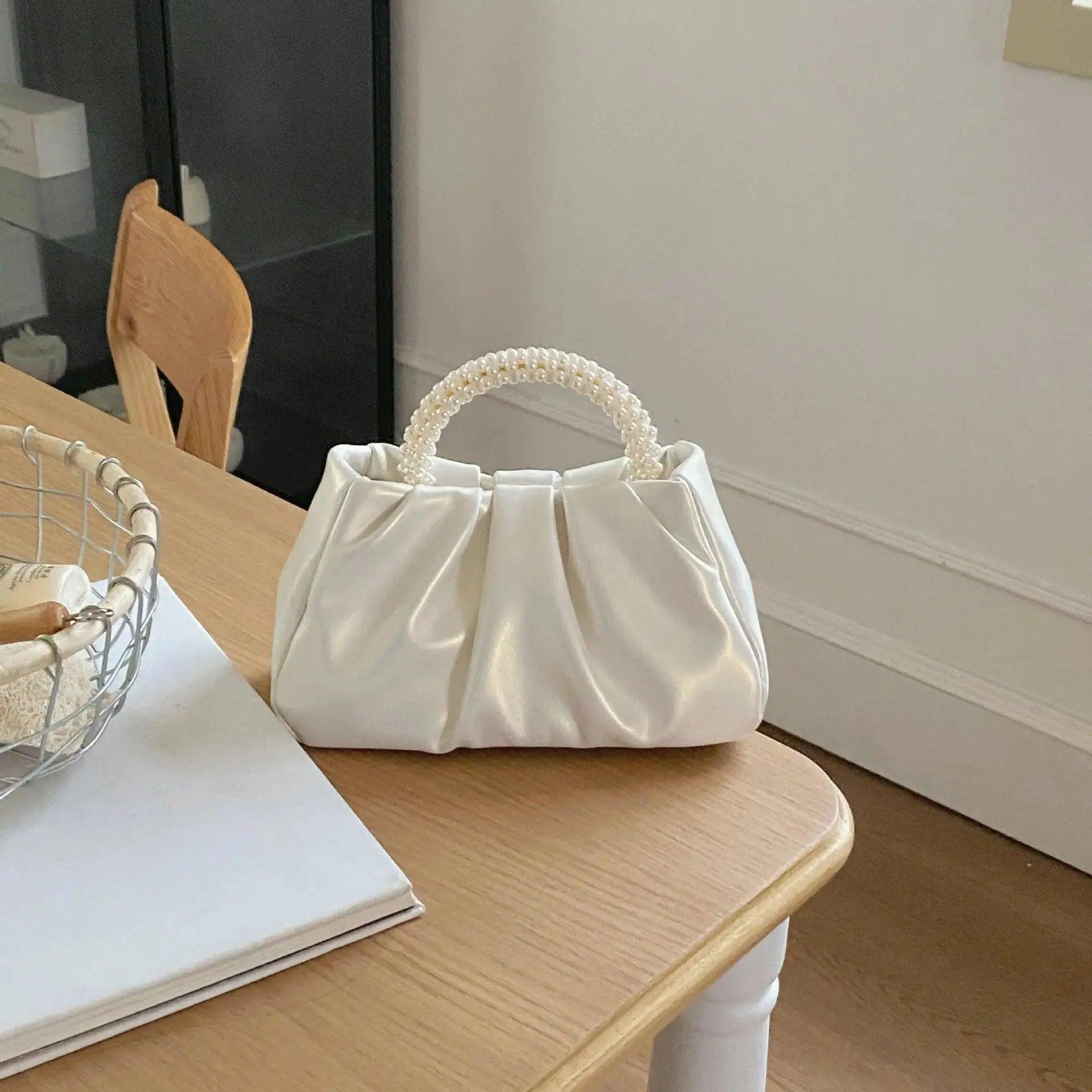 Mariam's Collection Mariam's Collection MAC062 Soft Leather Pearl Clutch Evening Bags — main product shot