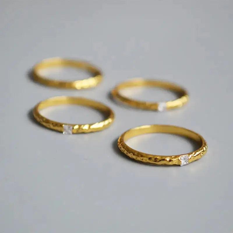 Mariam's Collection Mariam's Collection MAC067 Metallic Gold Zircon Ring 3-Piece Set — lifestyle worn / used context