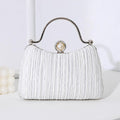 Mariam's Collection MAC071 Pearl Bag Banquet Bag Pleated Diamond Encrusted Handbag — construction detail