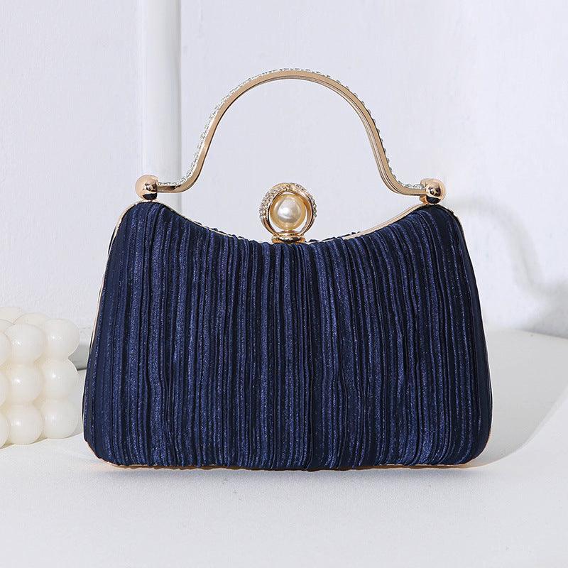 Mariam's Collection MAC071 Pearl Bag Banquet Bag Pleated Diamond Encrusted Handbag — lifestyle worn / used context
