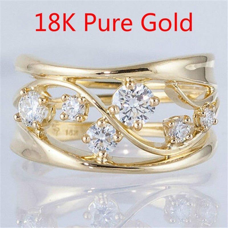 Mariam's Collection Mariam's Collection Wavy Geometric Line Gold Zirconia Ring(MAC072) — Gold detail