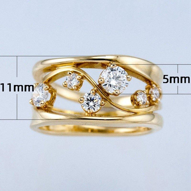 Mariam's Collection Mariam's Collection Wavy Geometric Line Gold Zirconia Ring(MAC072) — product category context