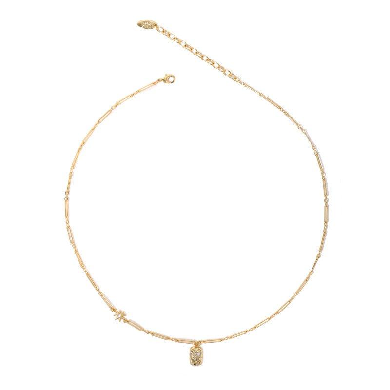 Mariam's Collection Brass Plated 18K Real Gold Light Luxury Style Zircon Inlaid Square Pendant… — lifestyle worn / used context