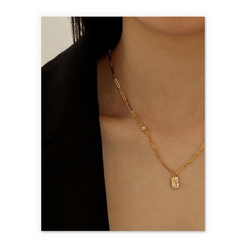 Mariam's Collection Brass Plated 18K Real Gold Light Luxury Style Zircon Inlaid Square Pendant… — product category context