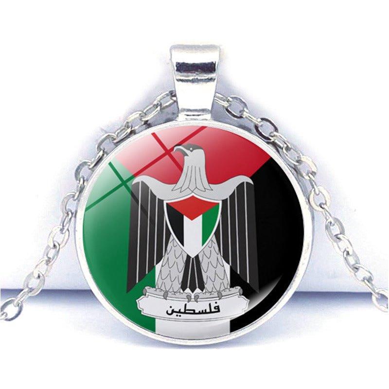 Mariam's Collection MAC076 Time Gem Palestine keffiyeh Anti-War Peace Pendant Necklace — feature highlight