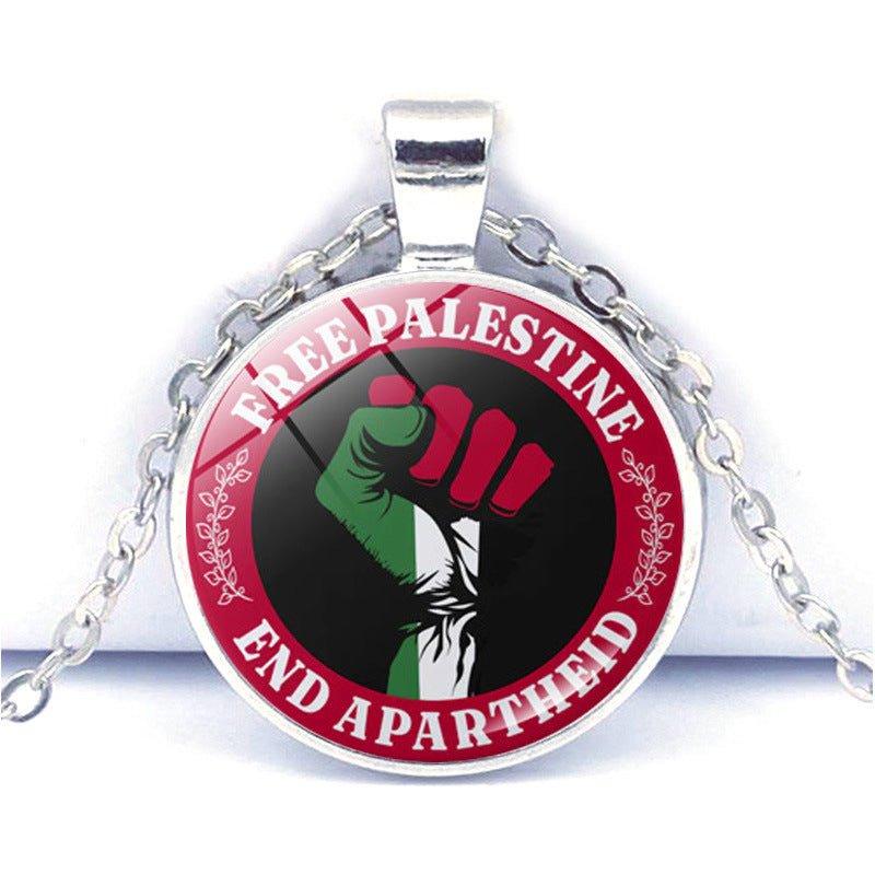 Mariam's Collection MAC076 Time Gem Palestine keffiyeh Anti-War Peace Pendant Necklace — detail shot 7