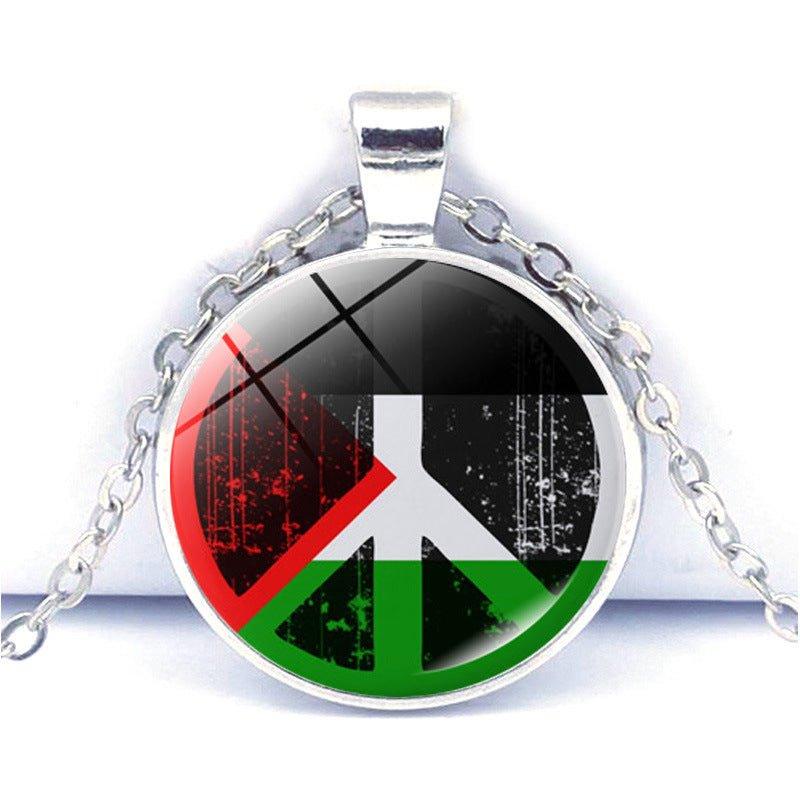 Mariam's Collection MAC076 Time Gem Palestine keffiyeh Anti-War Peace Pendant Necklace — comparison shot