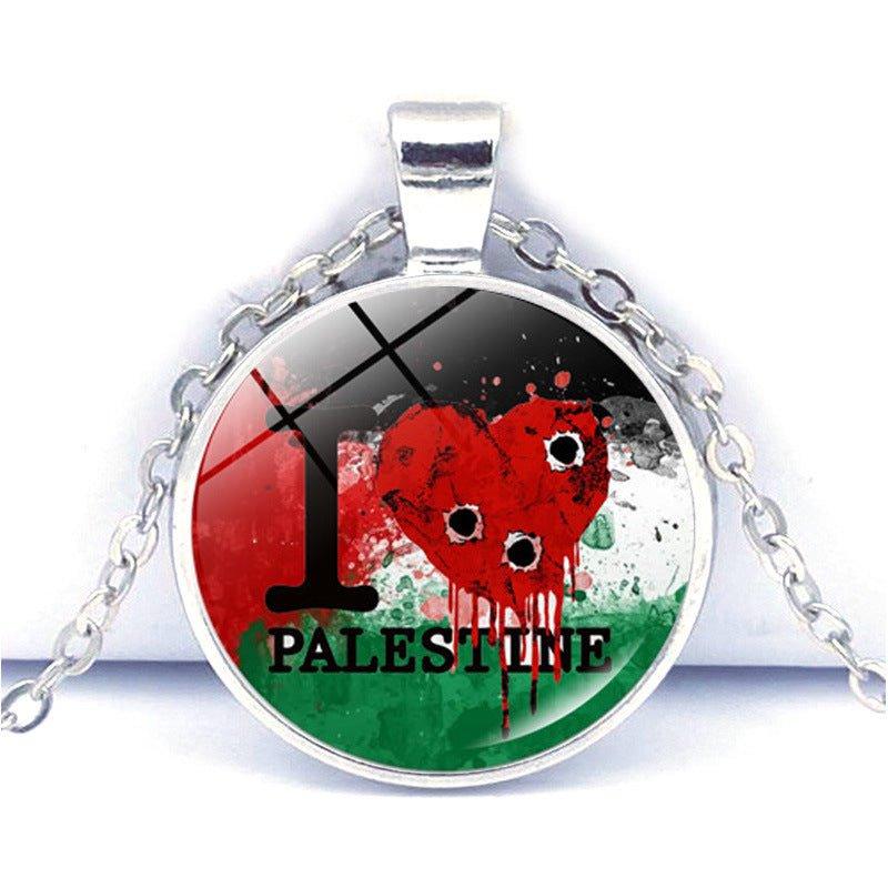 Mariam's Collection MAC076 Time Gem Palestine keffiyeh Anti-War Peace Pendant Necklace — detail shot 6
