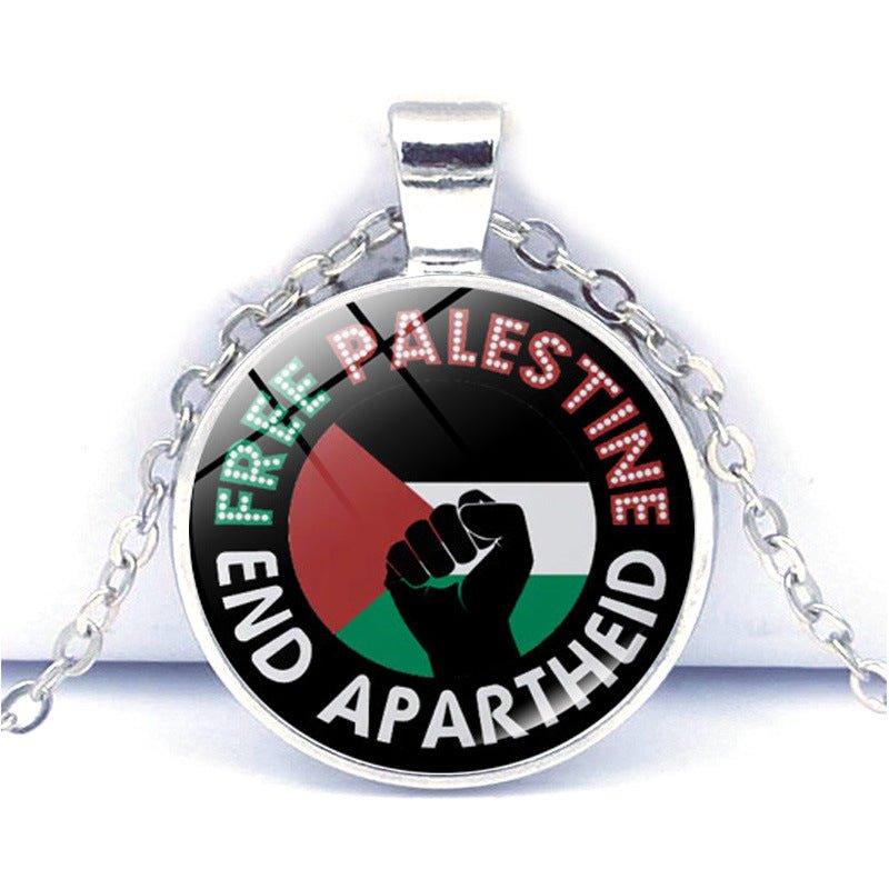 Mariam's Collection MAC076 Time Gem Palestine keffiyeh Anti-War Peace Pendant Necklace — detail shot 8