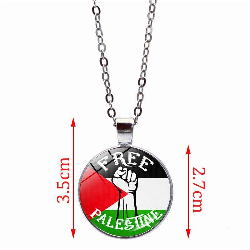Mariam's Collection MAC076 Time Gem Palestine keffiyeh Anti-War Peace Pendant Necklace — construction detail