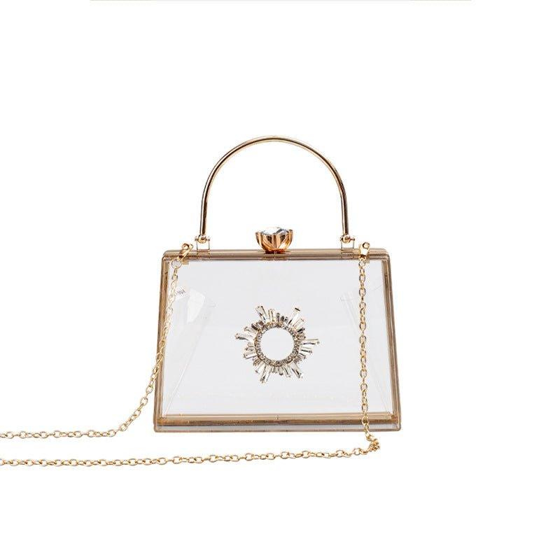 Mariam's Collection MAC082 Chain Crossbody Rhinestone Acrylic Transparent Evening Bag — detail shot 6