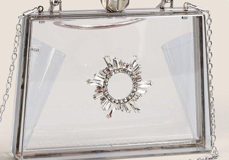 Mariam's Collection MAC082 Chain Crossbody Rhinestone Acrylic Transparent Evening Bag — product category context