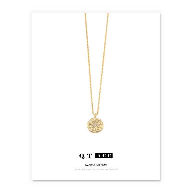 Mariam's Collection Mariam's Collection MAC084 North Star Coin Button Pendant Necklace — construction detail