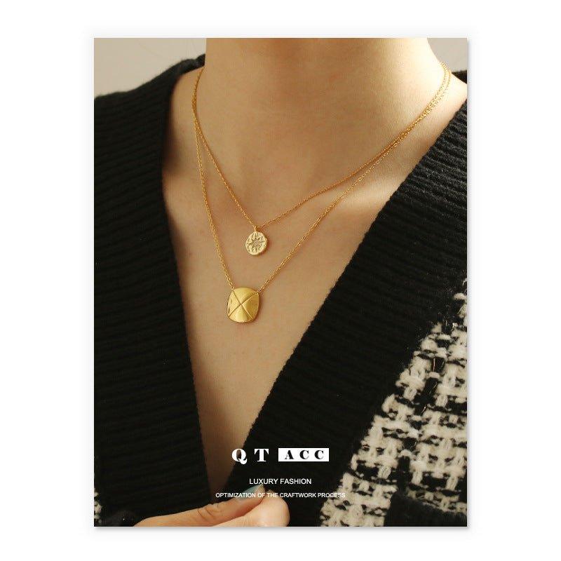 Mariam's Collection Mariam's Collection MAC084 North Star Coin Button Pendant Necklace — lifestyle worn / used context