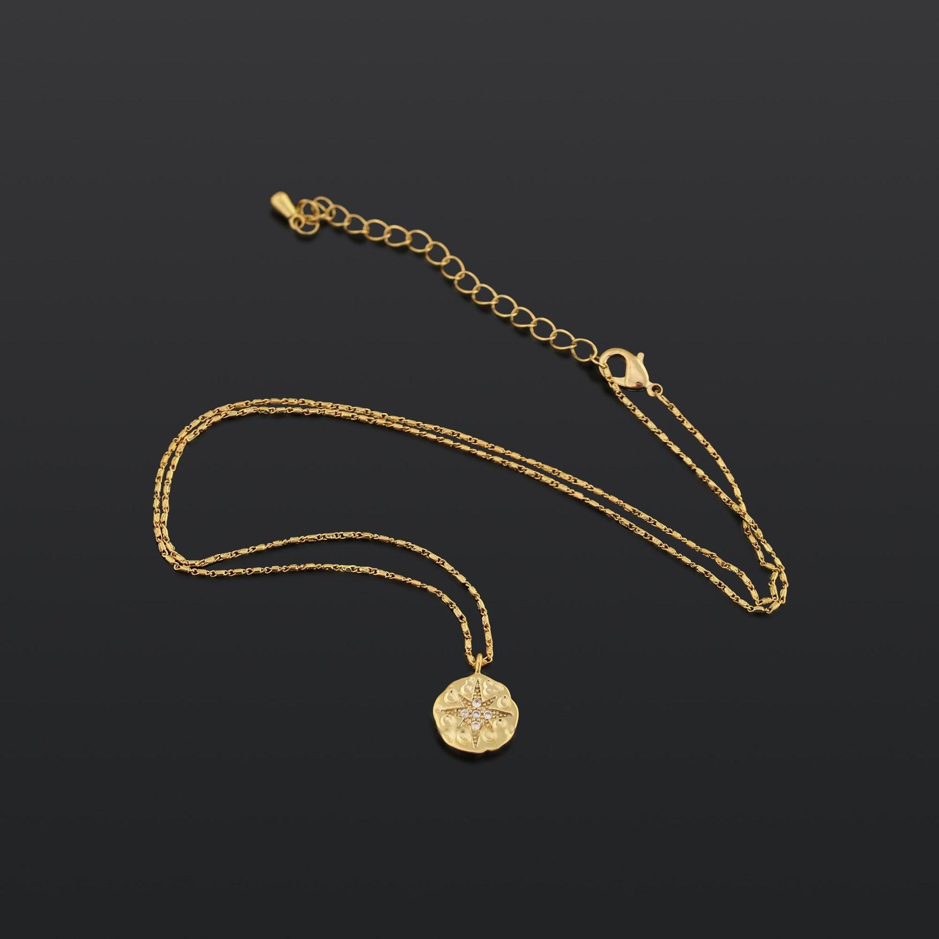 Mariam's Collection Mariam's Collection MAC084 North Star Coin Button Pendant Necklace — main product shot