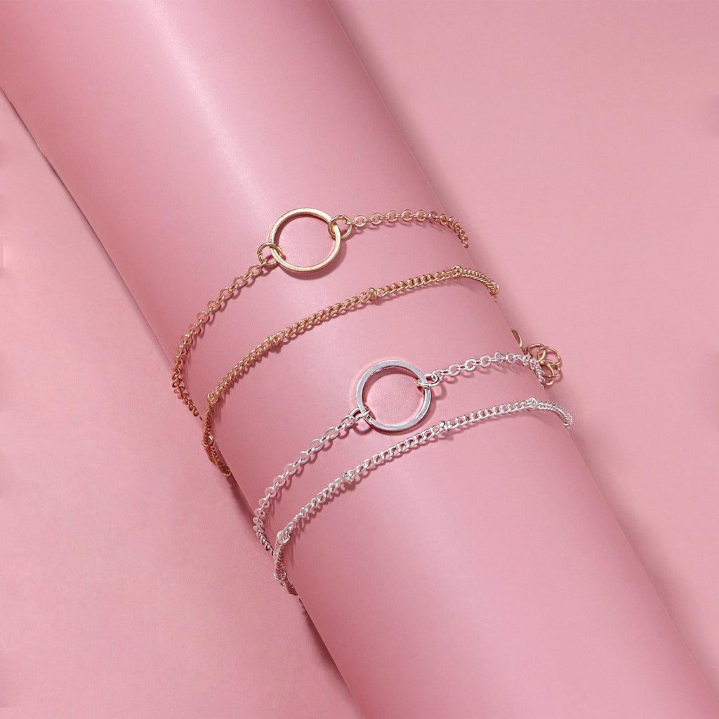 Mariam's Collection MAC085 Fashionable GeometricHollow Ring Simple Double Layer Bracelet — Mariam's Collection branding close-up