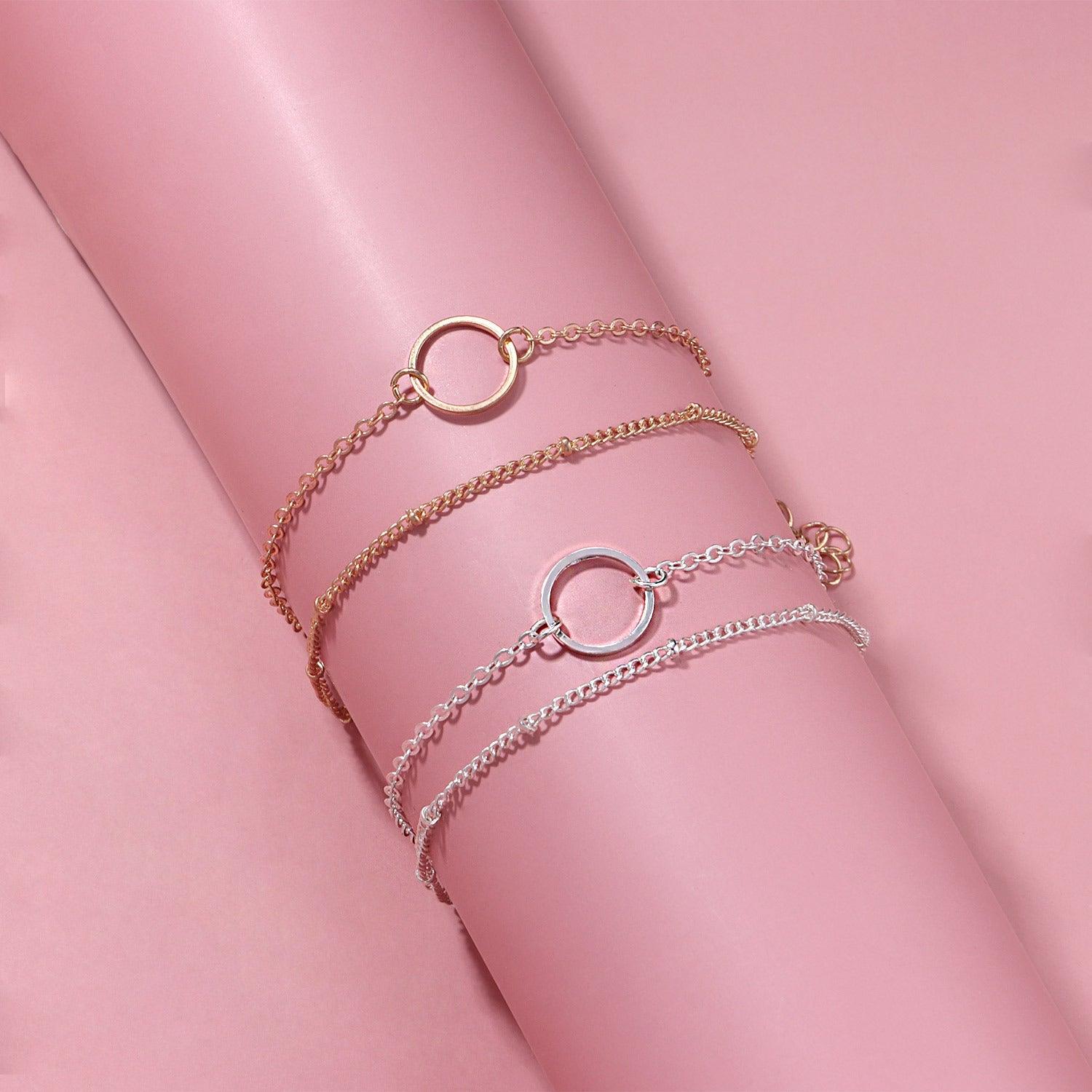 Mariam's Collection MAC085 Fashionable GeometricHollow Ring Simple Double Layer Bracelet — Mariam's Collection branding close-up