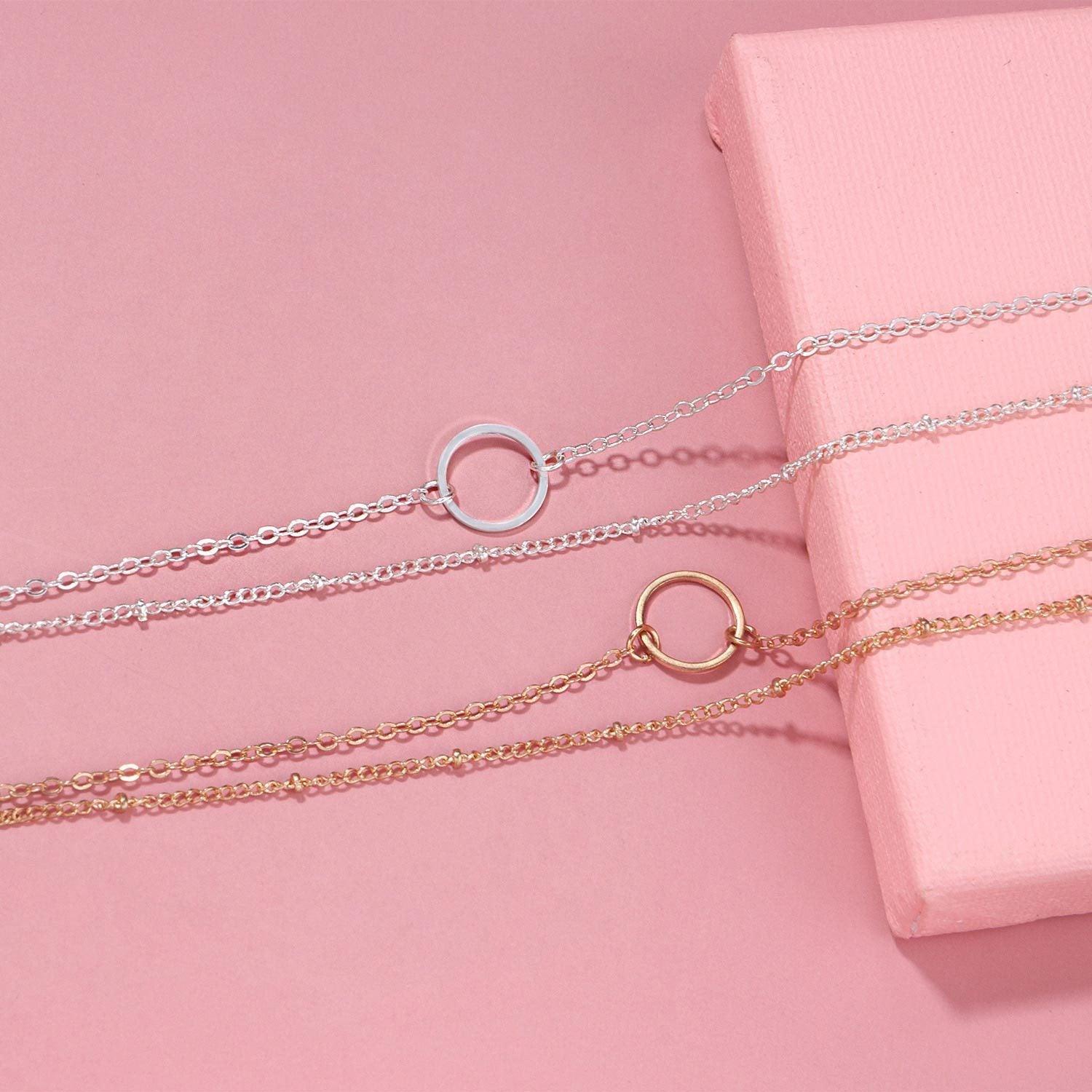 Mariam's Collection MAC085 Fashionable GeometricHollow Ring Simple Double Layer Bracelet — main product shot