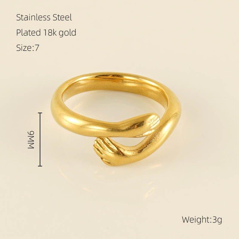 Mariam's Collection MAC086 Light Luxury Stainless Steel Open Adjustable Irregular Ring — Mariam's Collection branding close-up