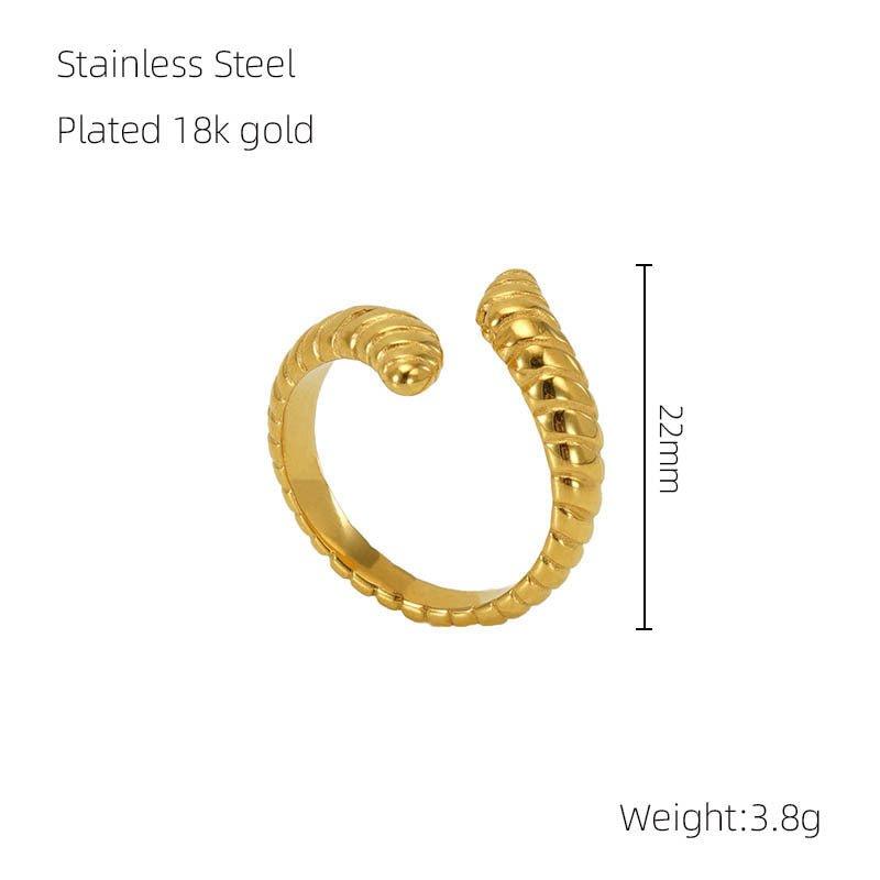 Mariam's Collection MAC086 Light Luxury Stainless Steel Open Adjustable Irregular Ring — detail shot 7