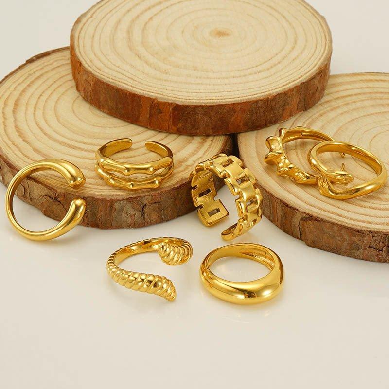 Mariam's Collection MAC086 Light Luxury Stainless Steel Open Adjustable Irregular Ring — main product shot