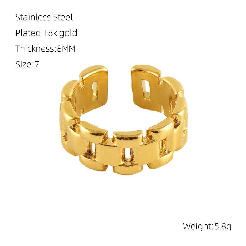 Mariam's Collection MAC086 Light Luxury Stainless Steel Open Adjustable Irregular Ring — lifestyle worn / used context