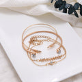 Mariam's Collection MAC087 Fashionable Leaf Alloy Diamond Electroplated 4-piece Bracelet Set — main product shot