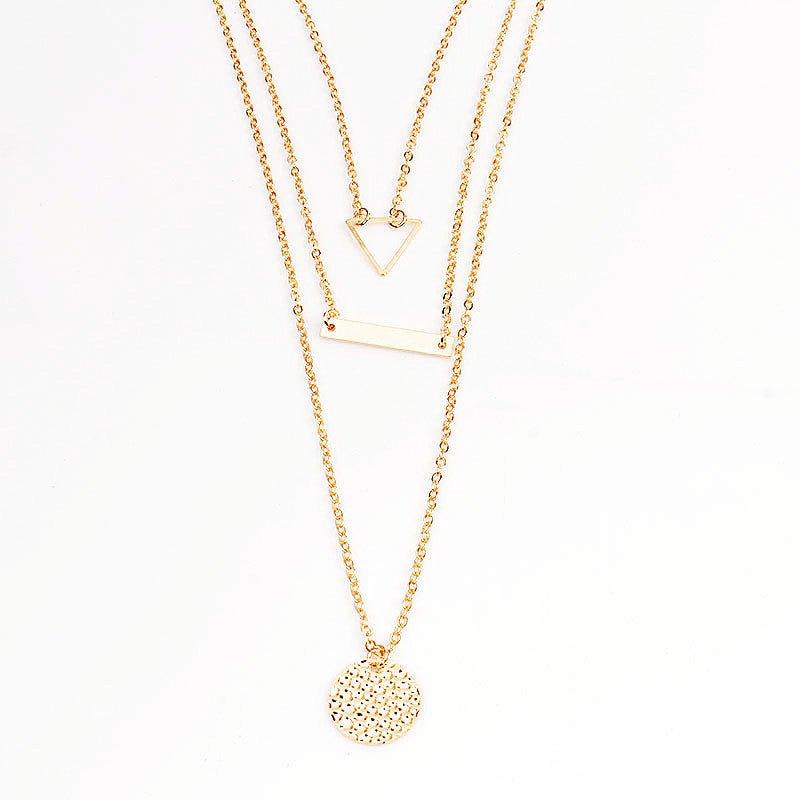 Mariam's Collection MAC090 Multi-layered Hollow Tiangular Sequin Long Round Pendant Necklace — product category context
