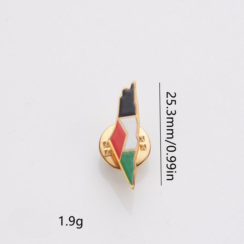 Mariam's Collection MAC103 Stainless Steel Keffiyeh Palestine Map Brooch — lifestyle worn / used context