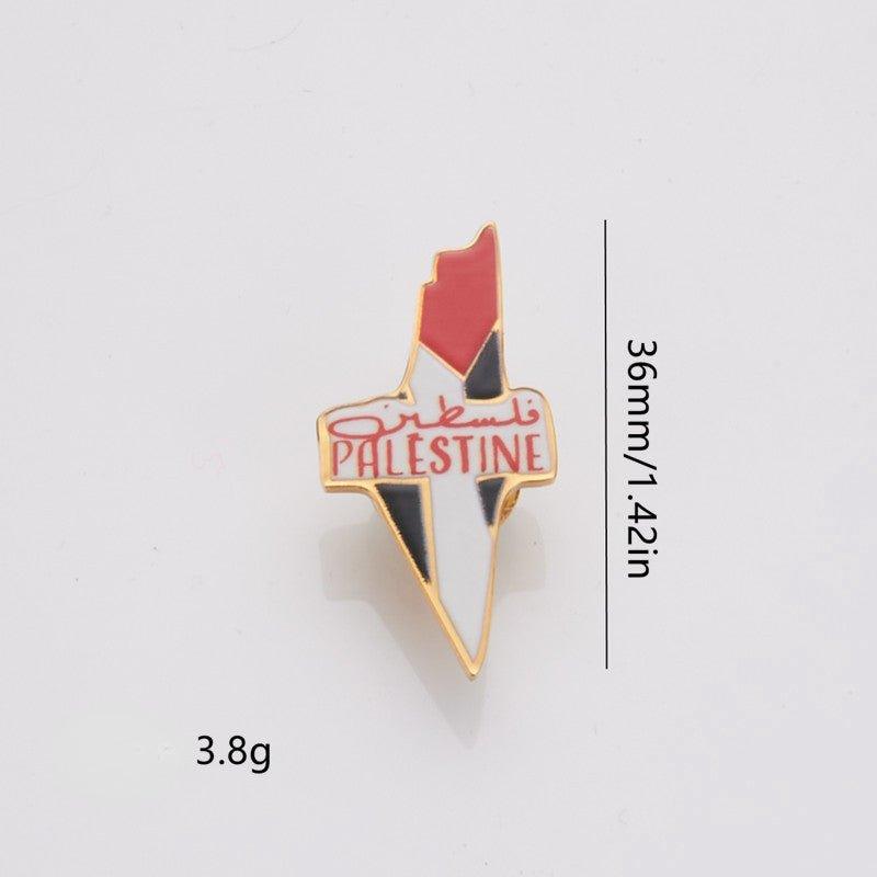 Mariam's Collection MAC103 Stainless Steel Keffiyeh Palestine Map Brooch — detail shot 6