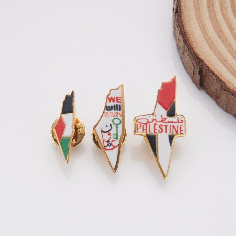 Mariam's Collection MAC103 Stainless Steel Keffiyeh Palestine Map Brooch — main product shot