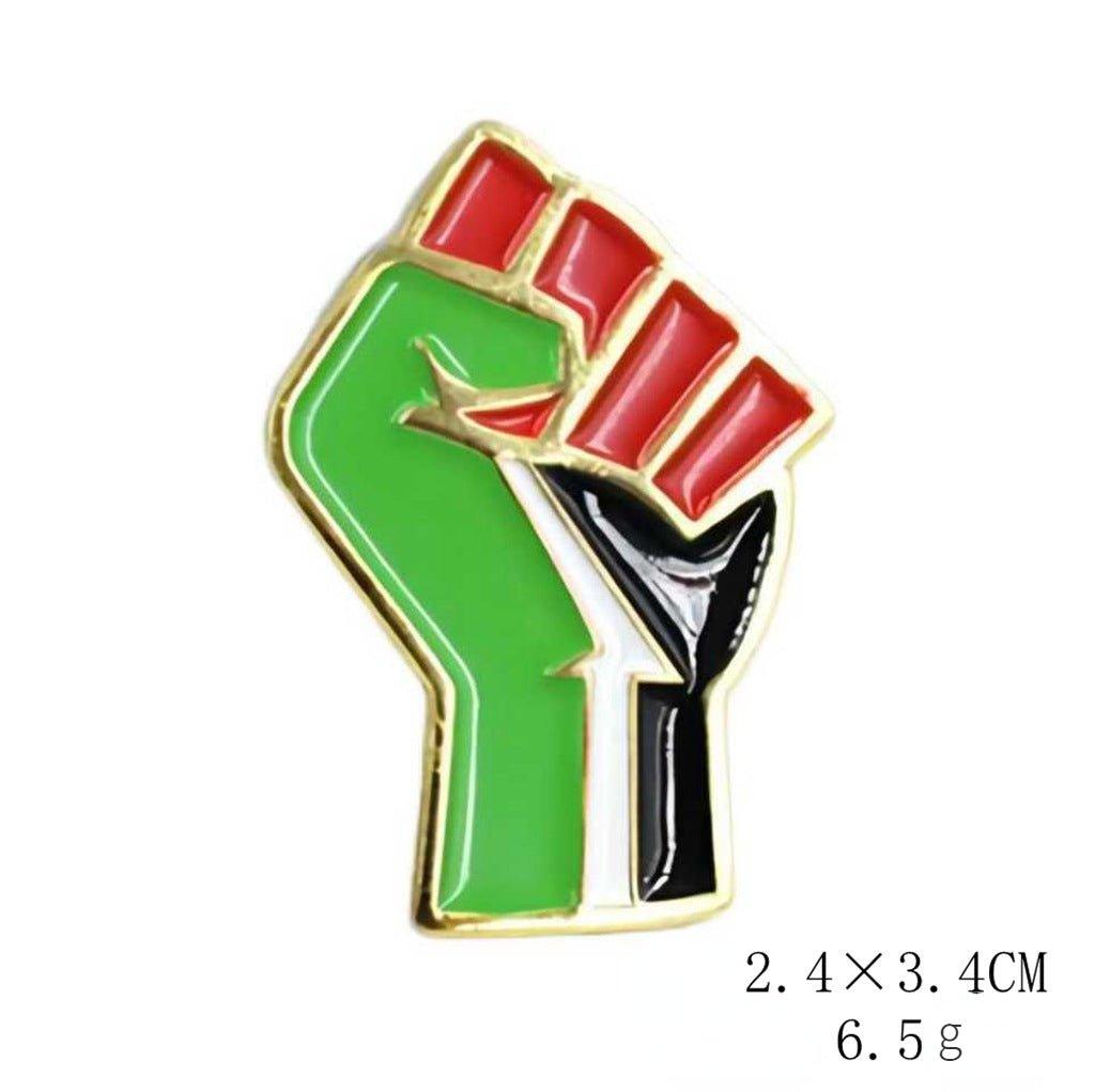 Mariam's Collection Mariam's Collection MAC105 Free Palestine flag Keffiyeh pin — Mariam's Collection branding close-up