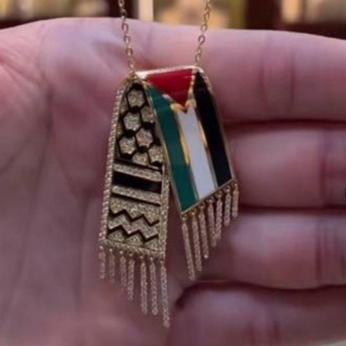 MAC107 Stainless Steel Palestine Keffiyeh Vintage Necklace