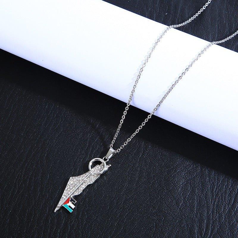 Mariam's Collection Mariam's Collection MAC110 Stainless Steel Palestine Keffiyeh Necklace — construction detail