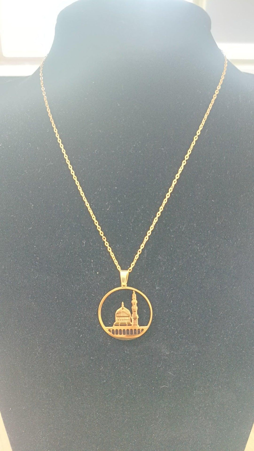 Mariam's Collection Mariam's Collection MAC111 Stainless Steel Masjid Pattern Necklace — lifestyle worn / used context