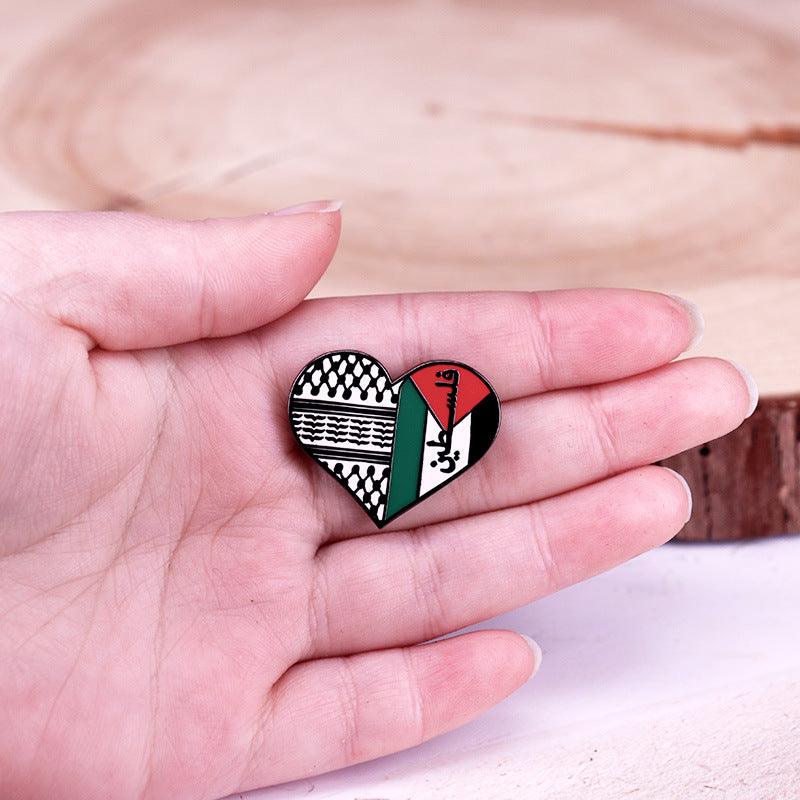 Mariam's Collection MAC114 Palestine Keffiyeh Heart Enamel Badge Brooch — product category context