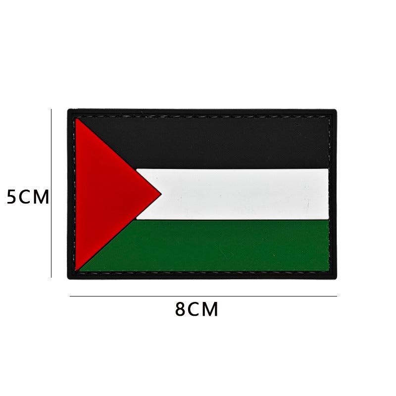 Mariam's Collection MAC115 Palestine Flag Embroidered PVC Rubber Badge Velcro — Mariam's Collection branding close-up