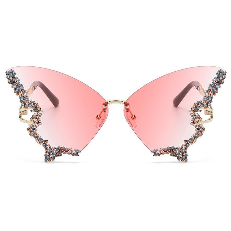 Mariam's Collection MAC116 Large Frame High-end Diamond-encrusted Butterfly Anti-UV Sunglasses — lifestyle worn / used context