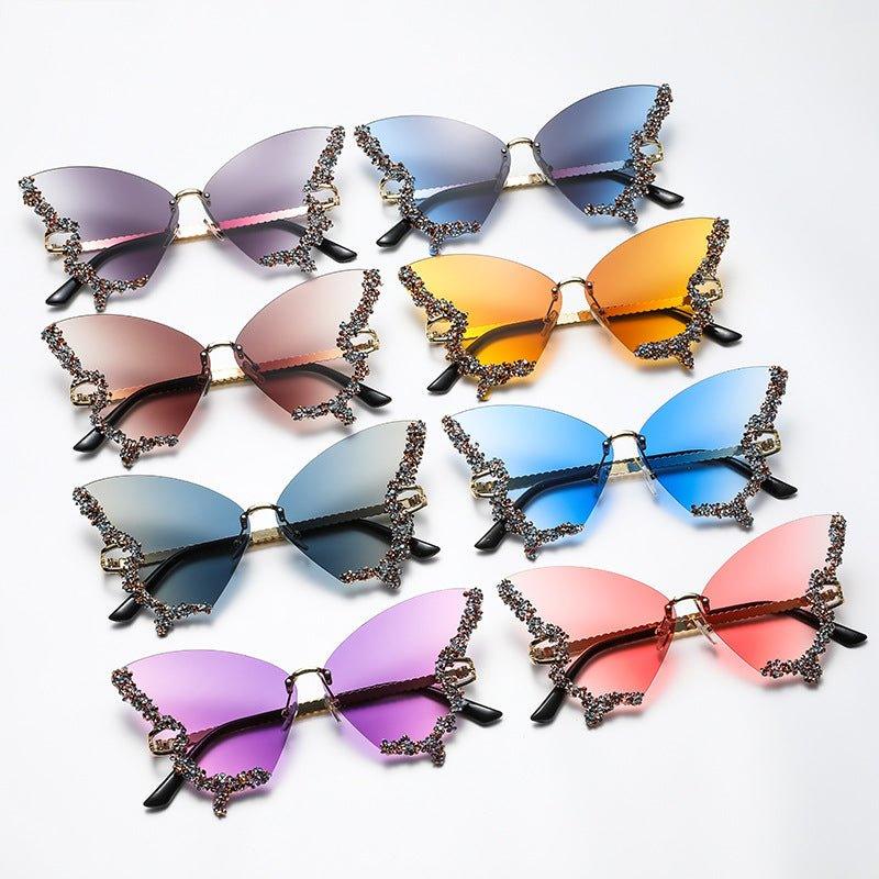 Mariam's Collection MAC116 Large Frame High-end Diamond-encrusted Butterfly Anti-UV Sunglasses — construction detail