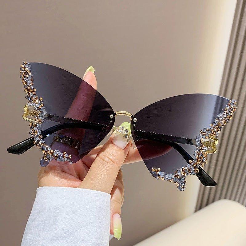 Mariam's Collection MAC116 Large Frame High-end Diamond-encrusted Butterfly Anti-UV Sunglasses — detail shot 10