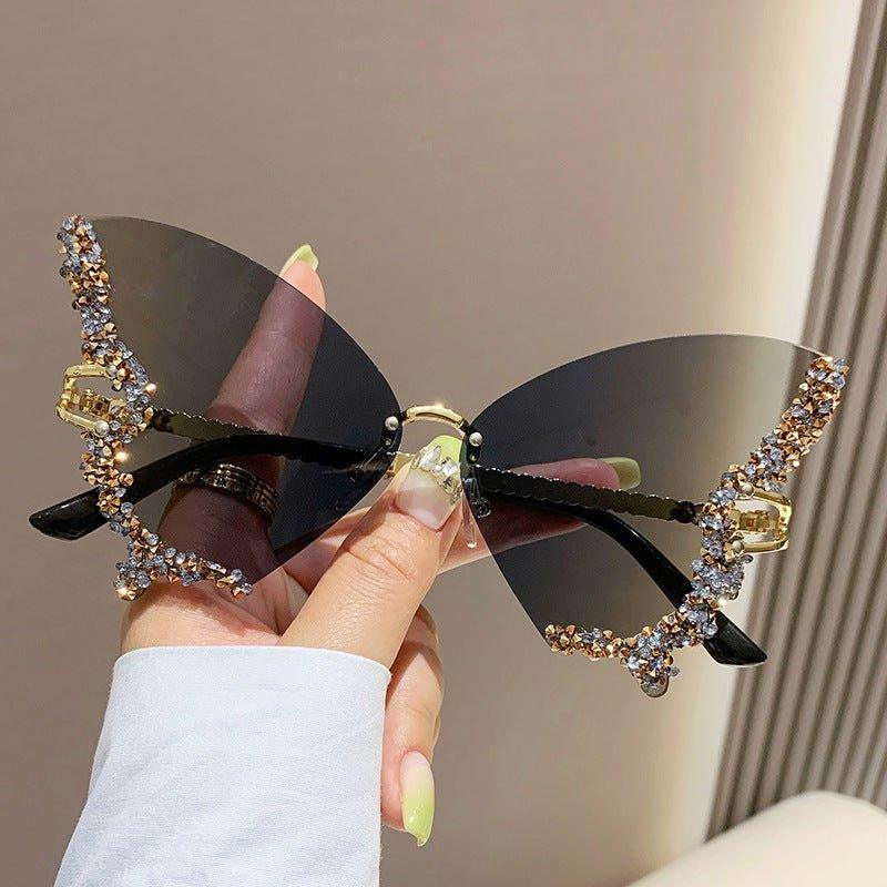 Mariam's Collection MAC116 Large Frame High-end Diamond-encrusted Butterfly Anti-UV Sunglasses — detail shot 8