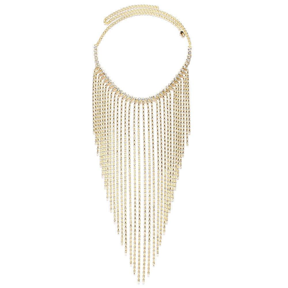 Mariam's Collection Mariam's Collection MAC117  Long Fringed Rhinestone Chain Veil Mask — construction detail