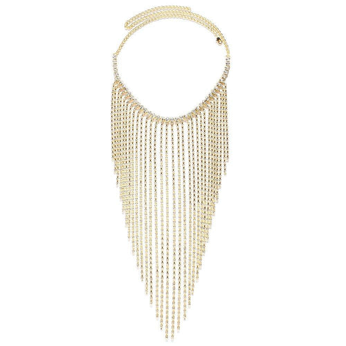 MAC117  Long Fringed Rhinestone Chain Veil Mask
