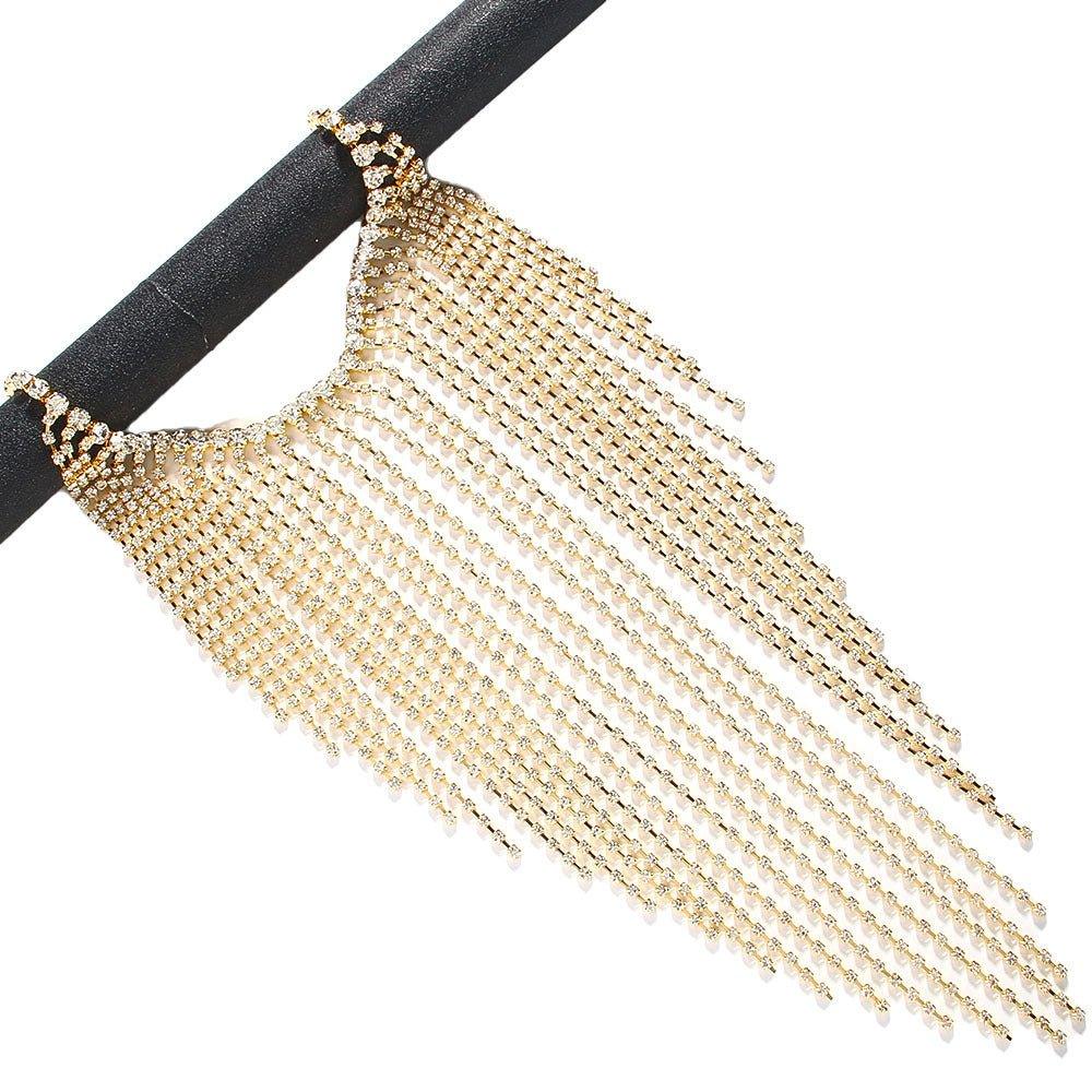 Mariam's Collection Mariam's Collection MAC117  Long Fringed Rhinestone Chain Veil Mask — product category context