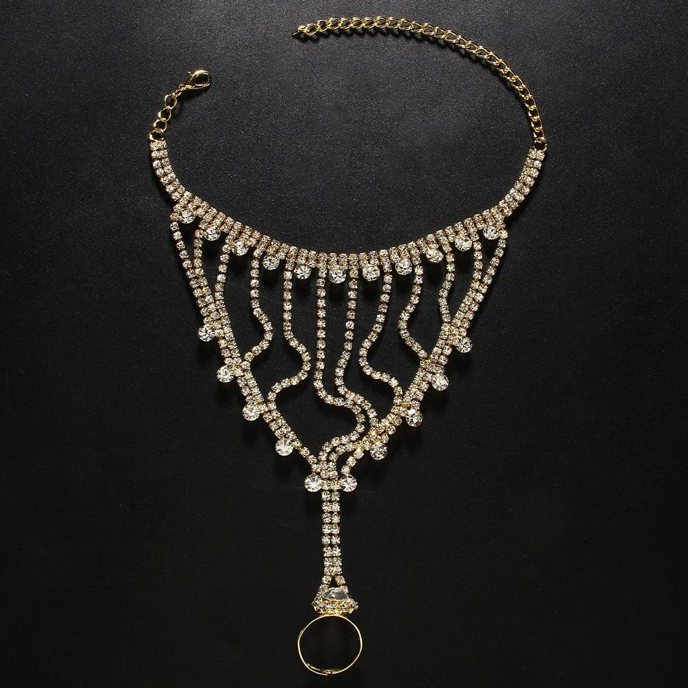 Mariam's Collection MAC118 Full Diamond  Light Luxury Tassel Ring Bracelet — construction detail