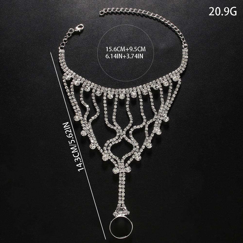 Mariam's Collection MAC118 Full Diamond  Light Luxury Tassel Ring Bracelet — Mariam's Collection branding close-up