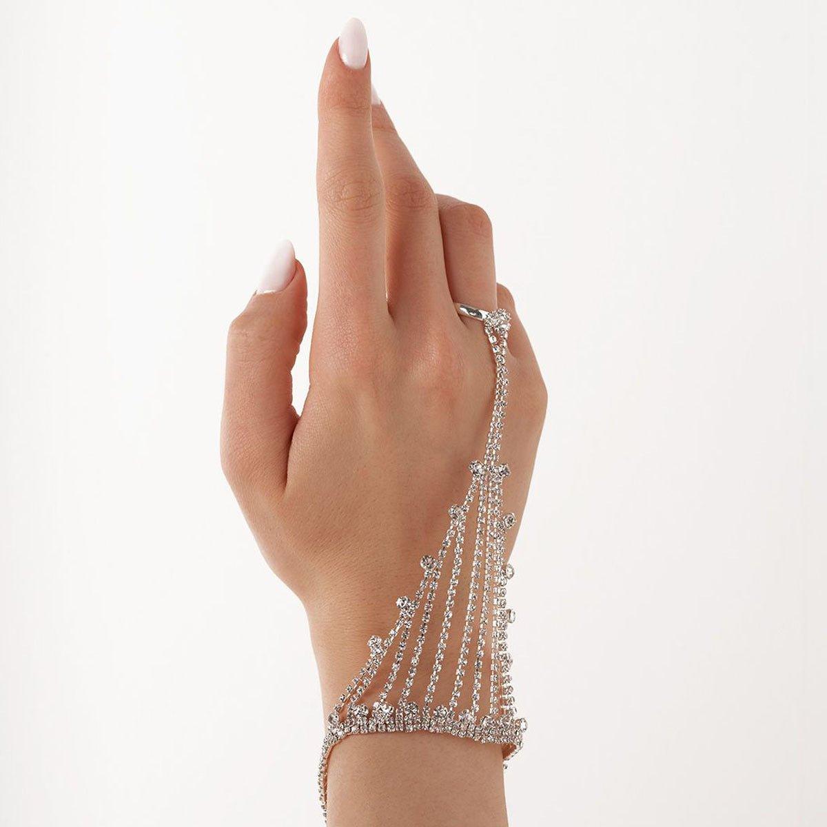 Mariam's Collection MAC118 Full Diamond  Light Luxury Tassel Ring Bracelet — main product shot
