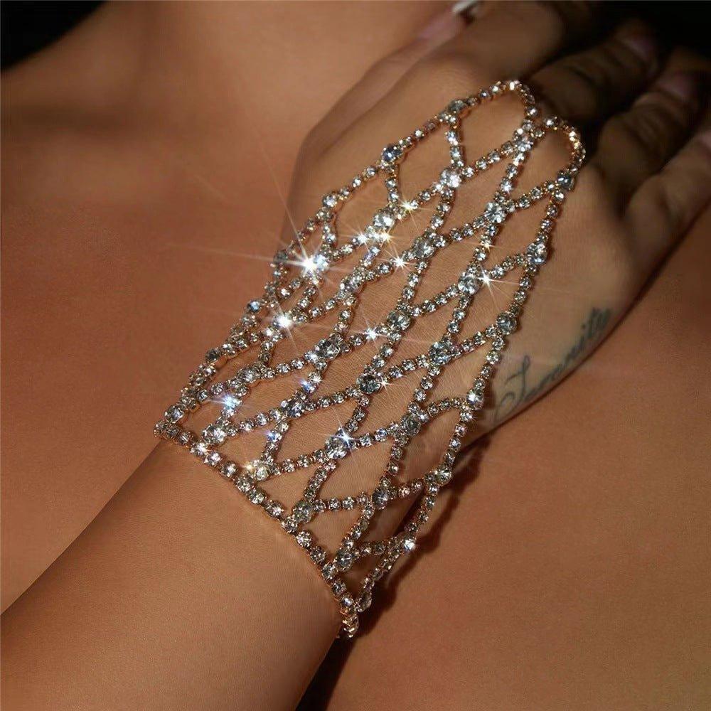 Mariam's Collection MAC119 Armani Mesh Rhinestone Temperament Mitt Bracelet — main product shot